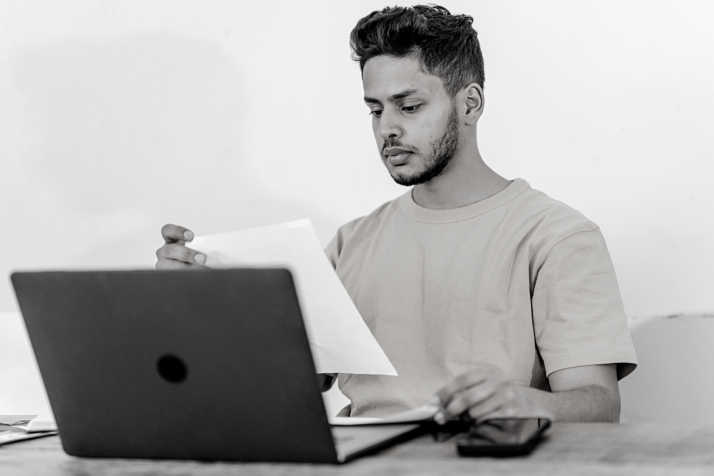 Student with notebook doing homework
