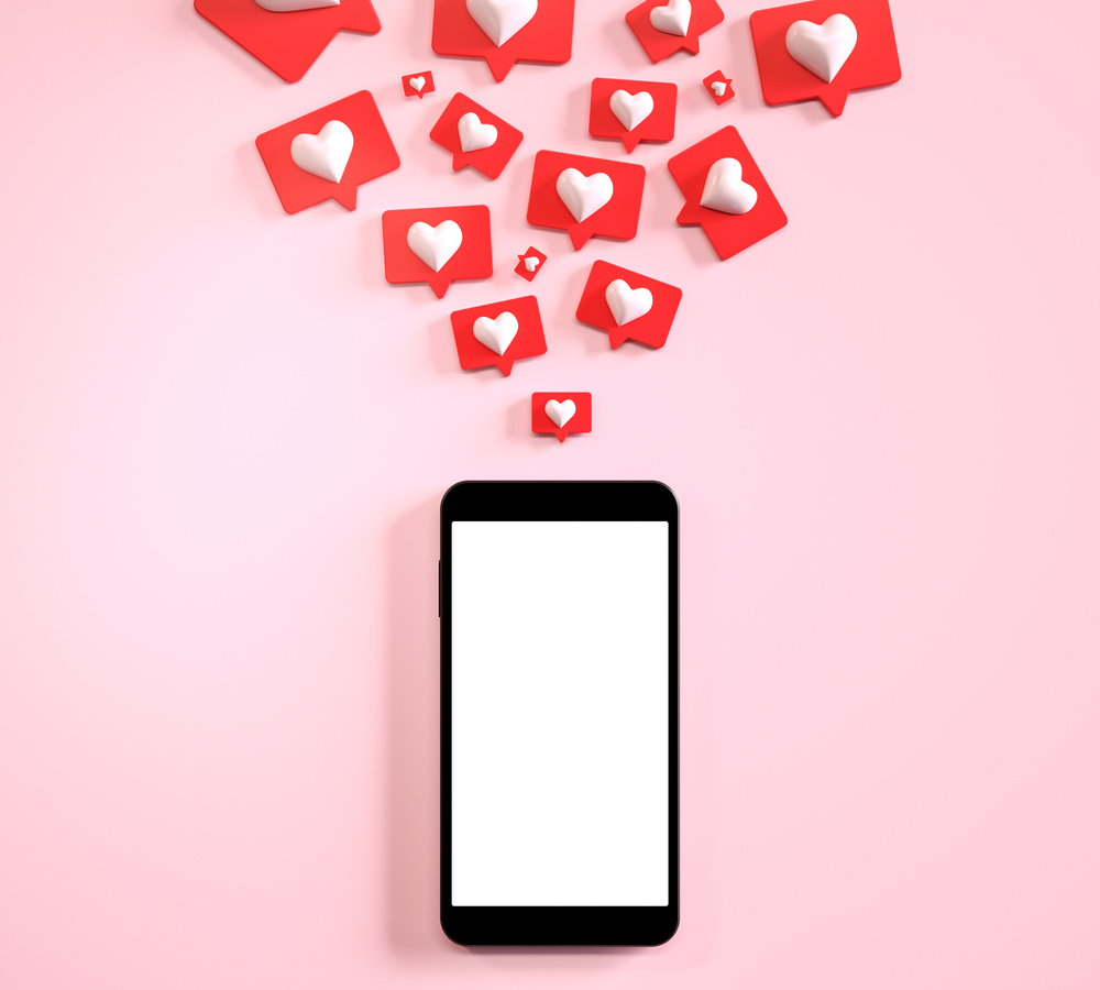 Mobile Phone Mockup Blank Screen with Many Social Media like Notifications. 3D Render